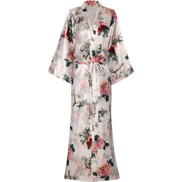 Women's Chic Floral Satin Kimono - Picture 1 of 2